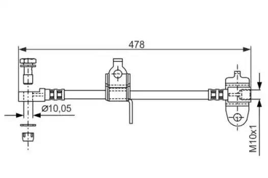 шланг тормозной! передний правый L=478 \ Ford Transit 2.0/2.4 00-06 1 987 481 070 BOSCH