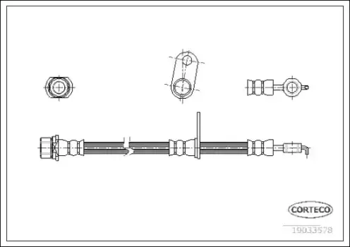 шланг тормозной передний правый! L=636\ Toyota Avensis 1.6-2.4/2.0 D-4D/2.2 D-4D 03> 19033578 CORTECO