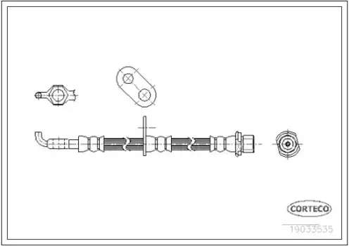 шланг тормозной передний правый! \ Lexus RX300/330/400 05-08 19033535 CORTECO