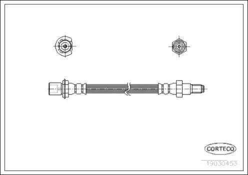 шланг тормозной передний! \ Toyota Tercel/Corolla 1.3/1.5 82-88 19030453 CORTECO