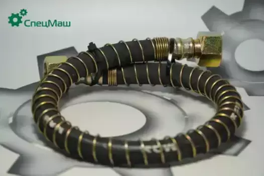 шланг тормозной подводящий к влагоотделителю! L=605мм, гайка 27, гайка 27\ МАЗ 6422-3506085-01 СПЕЦМАШ