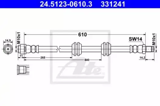 шланг тормозной задний! L=635\ MB X164 GL320-GL500 06>/W164 ML280-ML500 05>