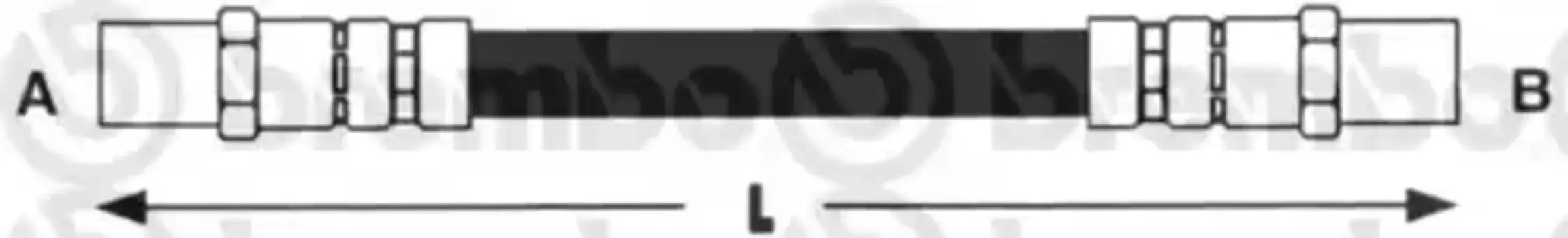 шланг тормозной задний левый! L230\ Audi 80/90 1.3-1.9TDi <92 T85019 BREMBO