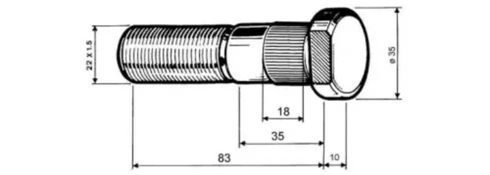 шпилька ступицы колеса! M22x1.5x83 10.9\ SAF