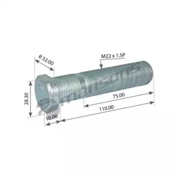 шпилька ступицы колеса! заднего M22x1.5x75 L=110/120mm\ Omn MB Actros/Axor