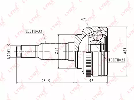 ШРУС наружный LYNXAUTO CO-1808A