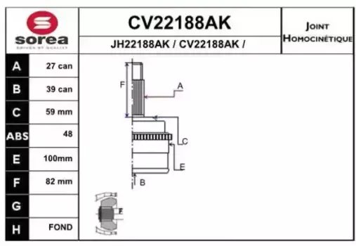 ШРУС наружный EAI CV22188AK