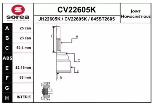ШРУС наружный EAI CV22605K