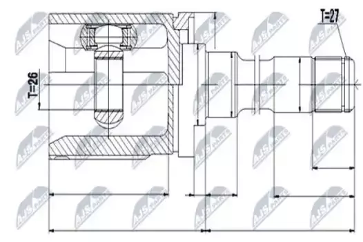 ШРУС внутренний правый к-т!\ BMW X5(E70)/ X6(E71,E72) 07> NPW-BM-010 NTY