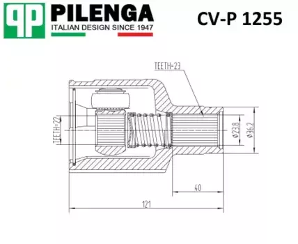 ШРУС внутренний правый!\ Renault Logan, Lada Largus 8V CV-P 1255 PILENGA