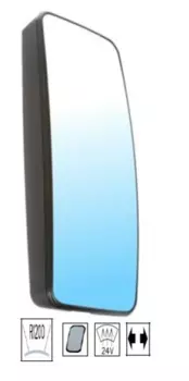 стекло зеркала! New обогрев. 24V 433x188x15 r1200\ MB ACTROS 96>