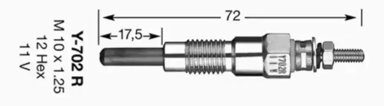 Свеча накаливания NGK 1065 Nissan Patrol 3.2D 79-90/Pick-Up 2.5D 83-91