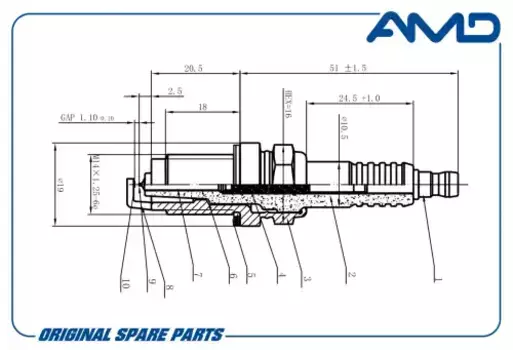 Свеча зажигания AMD AMD.PL98