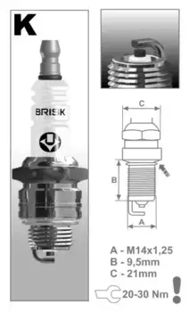 Свеча зажигания BRISK 1433 Volvo P121/P544 59-66