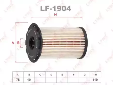 Топливный фильтр LYNXAUTO LF-1904 Ford Focus C-Max/Focus/Galaxy/S-Max 1.8TDCi 04>