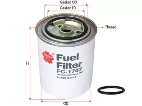 Топливный фильтр SAKURA FC1707 Toyota Land Cruiser/Hiace/Hilux, Mazda B 2.5D/TD/D-4D/4.2TD 98>