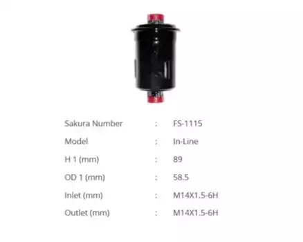 Топливный фильтр SAKURA FS1115 Hyundai Sonata IV2.0-2.5i, Kia Magentis 2.0i 16V 98>
