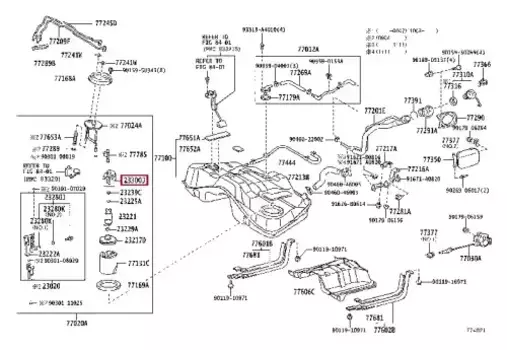 Топливный фильтр TOYOTA / LEXUS 2330031140 Toyota Crown 10-12