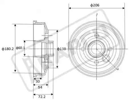 Тормозной барабан BAPCO BDR0009