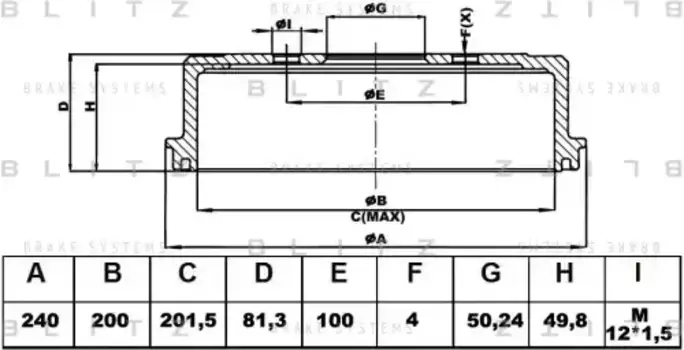 Тормозной барабан BLITZ BT0112