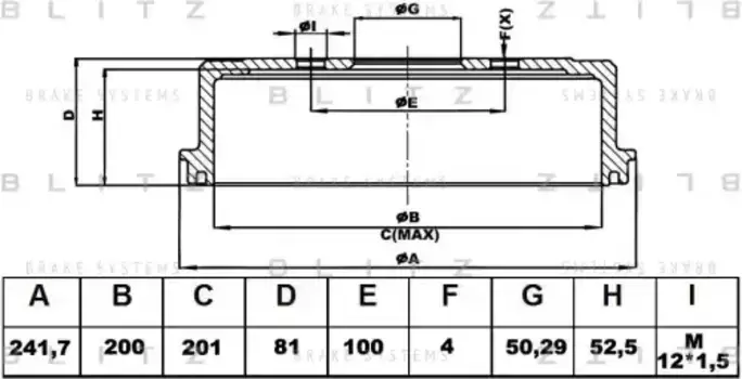 Тормозной барабан BLITZ BT0127