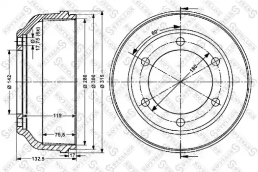 Тормозной барабан STELLOX 6026-2509-SX
