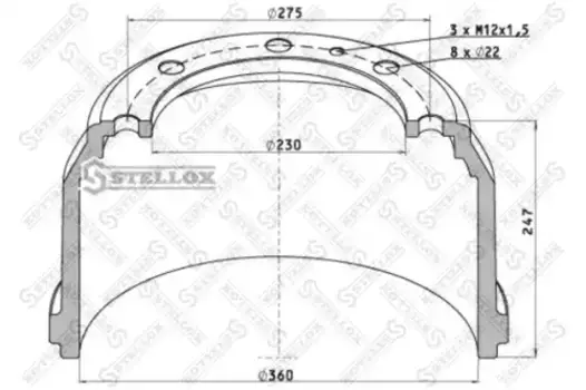 Тормозной барабан STELLOX 85-00072-SX