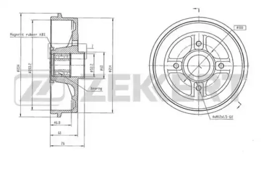 Тормозной барабан ZEKKERT BS-6612