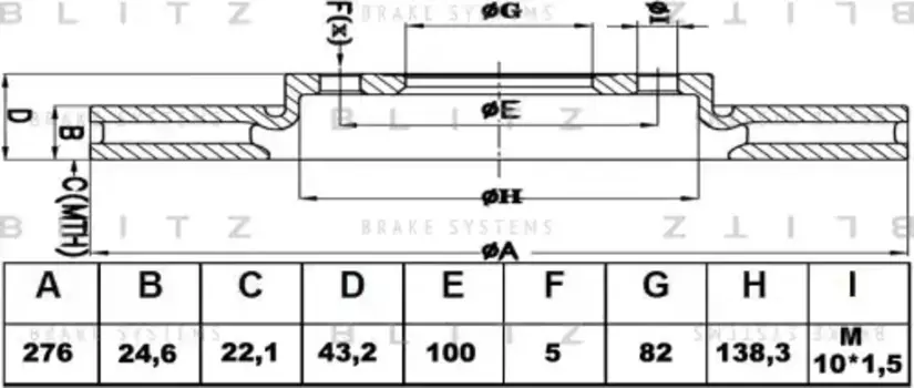 Тормозной диск BLITZ BS0109