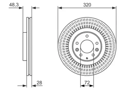 Тормозной диск BOSCH 0986479795 вентилируемый передняя ось