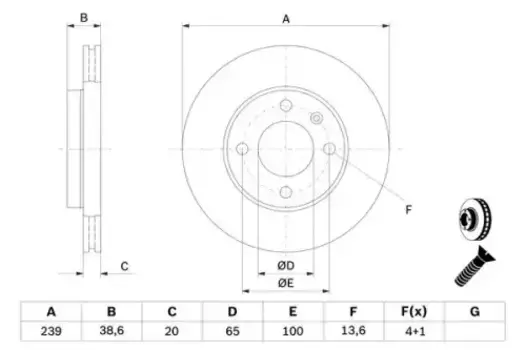 Тормозной диск BOSCH 0 986 478 017 вентилируемый передняя ось