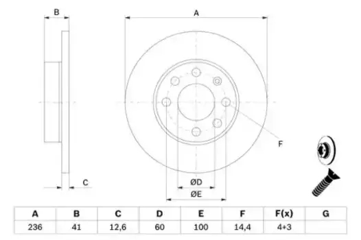 Тормозной диск BOSCH 0 986 478 081 полный передняя ось