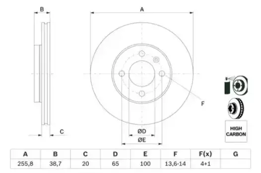 Тормозной диск BOSCH 0 986 478 308 вентилируемый передняя ось