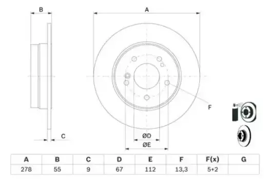 Тормозной диск BOSCH 0 986 478 325 полный задняя ось