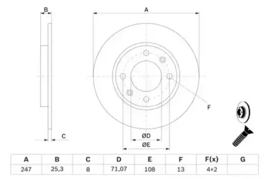 Тормозной диск BOSCH 0 986 478 464 полный задняя ось