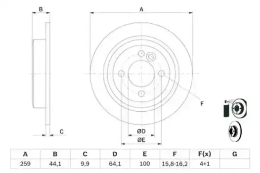 Тормозной диск BOSCH 0 986 478 601 полный задняя ось