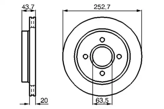 Тормозной диск BOSCH 0 986 478 605 вентилируемый задняя ось