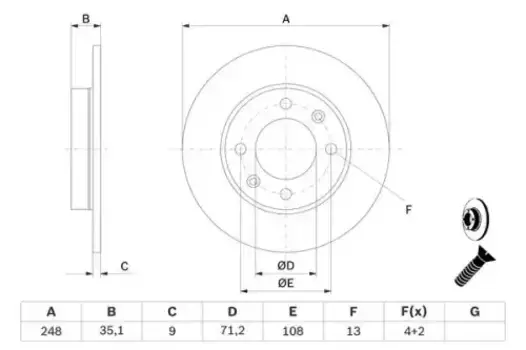 Тормозной диск BOSCH 0 986 478 608 полный задняя ось
