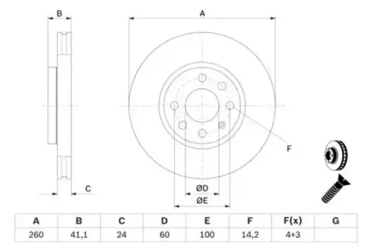 Тормозной диск BOSCH 0 986 478 730 вентилируемый передняя ось