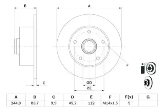 Тормозной диск BOSCH 0 986 478 759 полный задняя ось