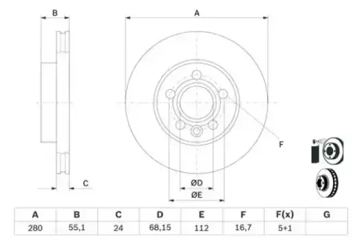 Тормозной диск BOSCH 0 986 478 846 вентилируемый передняя ось