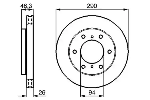 Тормозной диск BOSCH 0 986 478 990 вентилируемый передняя ось