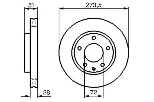 Тормозной диск BOSCH 0 986 479 016 вентилируемый передняя ось