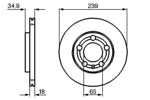 Тормозной диск BOSCH 0 986 479 036 вентилируемый передняя ось