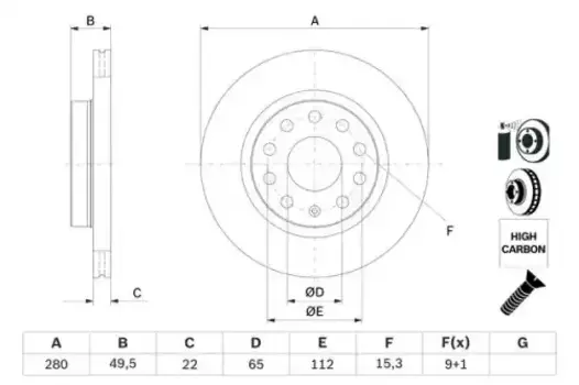 Тормозной диск BOSCH 0 986 479 098 вентилируемый передняя ось