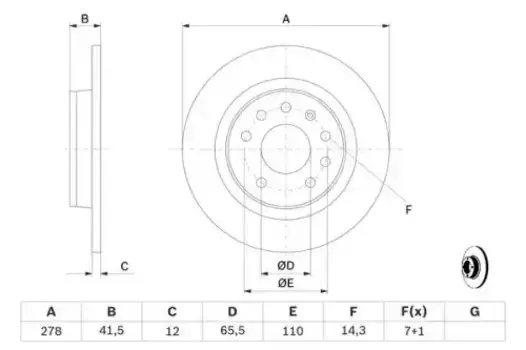 Тормозной диск BOSCH 0 986 479 106 полный задняя ось