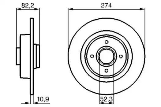 Тормозной диск BOSCH 0 986 479 108 полный задняя ось