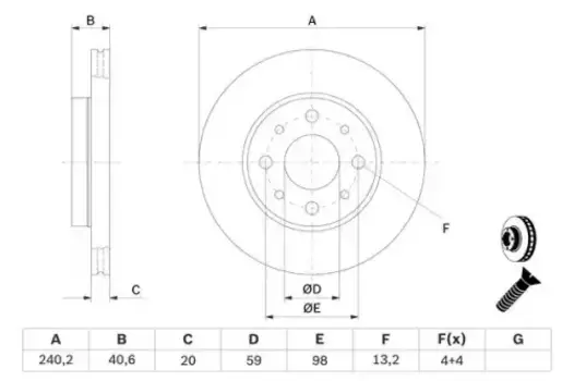Тормозной диск BOSCH 0 986 479 121 вентилируемый передняя ось