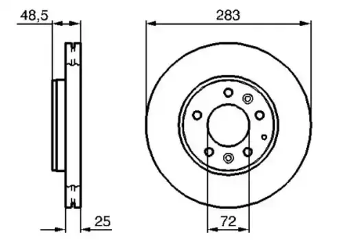 Тормозной диск BOSCH 0 986 479 132 вентилируемый передняя ось