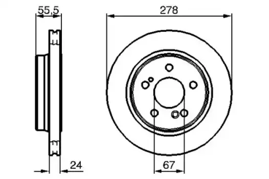 Тормозной диск BOSCH 0 986 479 133 вентилируемый задняя ось
